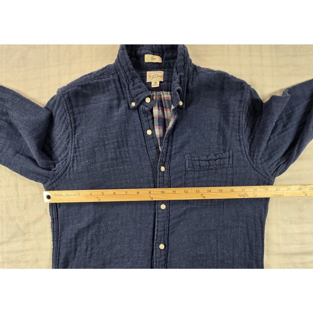 J Crew Mens Slim Double Weave 100% Cotton Shirt Gauzy Lightweight Blue M - Picture 5 of 10